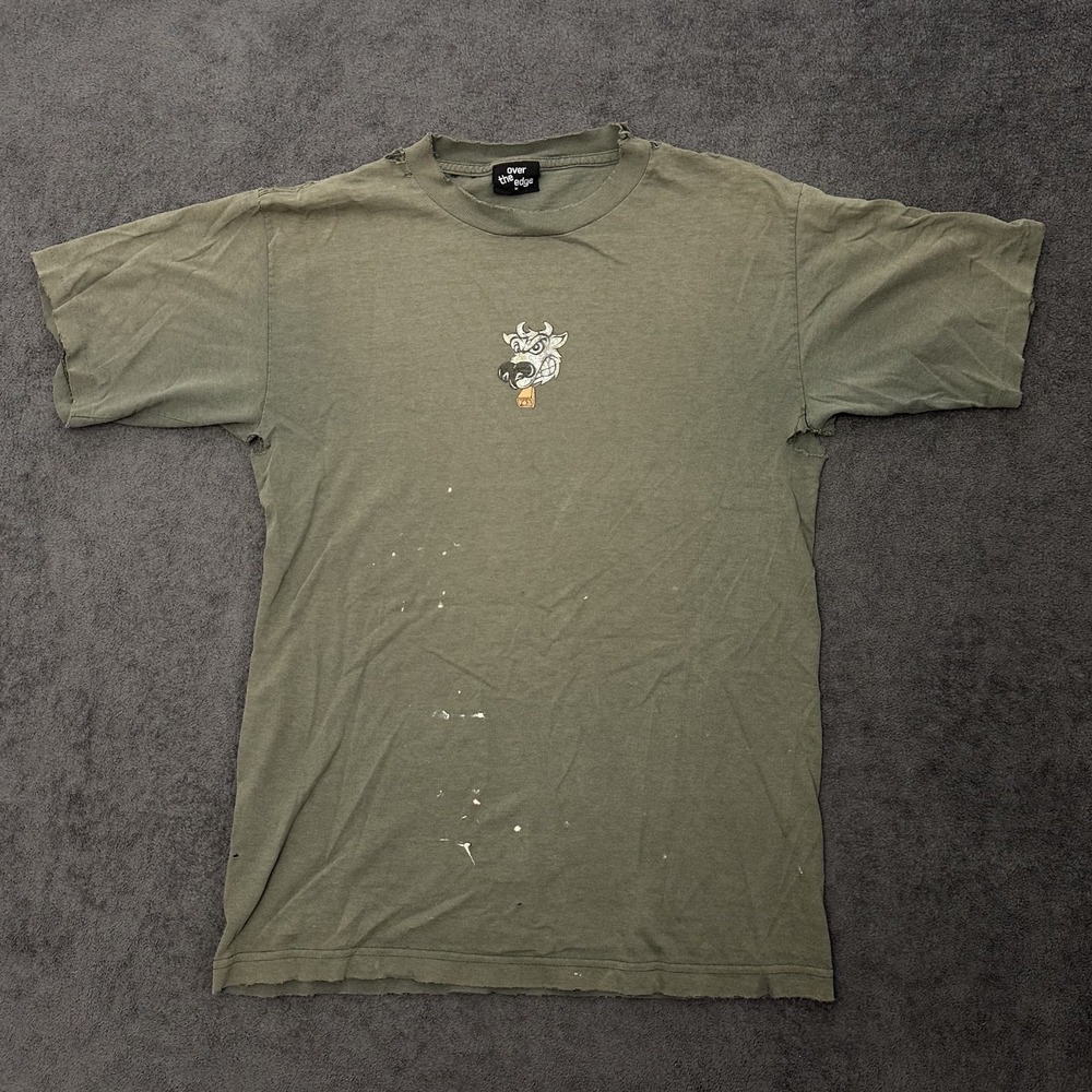 Vintage 90s over the edge skate brand t-shirt medium distressed faded green